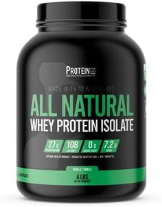 ProteinCo | Pure All Natural Grass-Fed New Zealand Whey Protein Isolate Powder | 27g per serving | Stevia | Gluten & Lactose Free | Low-Calorie | 4 Lbs (Vanilla)