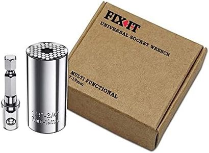FIX-IT Universal Socket Wrench 7-19mm Multi-Function Fastener Universal Repair Tool, Power Drill Adapter Set, Self-Adjusts Professional Grip Socket Spanner with Power Drill Connector