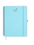 BEZEND 2025 Diary A4 Week to View Spiral Bound 28.5 x 21.5 cm - Large Vertical Weekly Planner with 100 gsm Paper & Monthly Tab. Appointment Diary 25 with Vegan Leather Softcover - Sky Blue