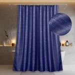 Blue Glitter Shower Curtain: Silver Sparkle Bling Shiny Metallic Shimmer Shower Curtain for Bathroom - Anti Mould Water Repellent Washable Polyester Shower Curtain for Wet Room - 183 x 183cm Drop