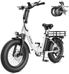 ACTBEST Mars Plus Foldable Electric Bike for Adults-1800W Peak Motor, 20"×4.0" Fat Tire Step-Through Folding Ebike with 48V 20Ah 960Wh Large Removable Battery, Up to 85+ Miles Range(Rear Basket)