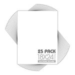 Mat Board Center, Pack of 25, 18x24 White Backing Boards - 4-ply Thickness - for Pictures, Photos, Framing Support - Great for DIY Projects, Art, Prints