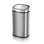 Tower T80901 Stainless Steel Kitchen Bin with Sensor Lid, Automatic Soft-Close, Manual Override, 58 Litre, Silver