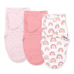 SwaddleMe by Ingenuity Monogram Collection Swaddle, 3-Pack, For Ages 0-3 Months - Rainbow