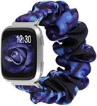 TOYOUTHS Scrunchie Bands Compatible with Fitbit Versa 2/ Versa Lite Special Edition Women and Men Cute Elastic Fabric Strap Pattern Replacement Bracelet Scrunchy Wristband (Tie Dye Blue Purple, Large)