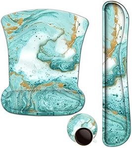 ArtSo Keyboard Wrist Rest and Mouse Pad with Wrist Support, Ergonomic Mouse Pad, Durable Comfortable Lightweight for Easy Typing Pain Relief, Memory Foam Keyboard Mousepad Set, Teal Turqoise Marble