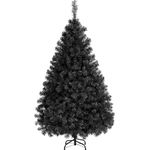 Yaheetech 6ft Artificial Christmas Tree Hinged Spruce Xmas Tree with 598 Tips and Foldable Metal Stand for Home/Office Holiday Decoration Indoor & Outdoor, Black