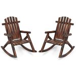 COSTWAY Adirondack Rocking Chair, Solid Wood Porch Rocker High Back Leisure Armchair, Traditional Outdoor Relax Deck Chairs for Garden, Patio, Balcony and Yard (2, Brown)