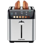 Chefman Smart Touch 2 Slice Digital Toaster, 6 Shade Settings, Stainless Steel Toaster 2 Slice with Extra-Wide Slots, Thick Bread Toaster and Bagel Toaster, +10, Defrost, Removable Crumb Tray