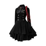 Lightning Deals of Today Prime Clearance Womens Lolita Gothic Dress with Bow Plus Size Steampunk Dress Long Sleeve Medieval Dress Vintage Ruffle Dress, Black, Small