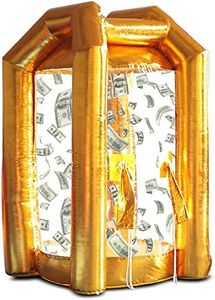 SAYOK Inflatable Cash Cube Booth Inflatable Money Grab Machine Booth with 750W Air Blower for Business Advertising Event Promotion (4.92' x 4.92' x 8.2' Gold)