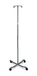 Medline MDS80441 Four Leg IV Poles Stand, 2 Hook, 4 Caster, Chrome, Latex Free, 47" to 85" Adjustable Height