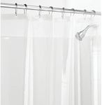 mDesign PEVA Shower Curtain Liner - 84" x 72" Deluxe Water/Odor Resistant Heavy Plastic 3-Gauge, Long Inner Shower Curtain Liner with Weighted Bottom Hem for Bathroom, Shower, Tub - Clear