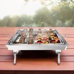 IBELL Bq3650 Free Standing Barbeque Grill Stand, Stainless Steel, Rust Free, Portable, Charcoal Barbeque Table For Camping & Outdoor Grilling (Black)