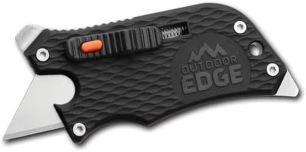 Outdoor Edge SlideWinder - Utility Knife Multitool with Standard Replaceable Razor Blade, Screwdrivers, Prybar, Bottle Opener and Pocket Clip with Locking Auto-Retracting Blade (Black)