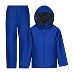 LONDON FOG Boys Waterproof Rain Suit for Kids Hooded Jacket and Splash Pants Set, Blue, 4T, Blue, 3 Years