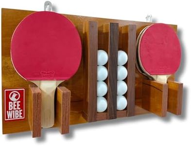 BEEWIBE Wall-Mounted Ping Pong Paddle Storage Rack – Table Tennis Racket Display Stand for Holding 8 Paddles and 12 Balls. Ideal for Pong Ball Storage in Game Rooms, Bar Areas or Office Break Rooms.