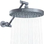 SparkPod Round Rain Shower Head with Shower Head Extension Arm - High Pressure Rain - Luxury Modern Look - No Hassle Tool-less 1-Min Installation (11" Shower Arm Extension, Titanium Charcoal Grey)