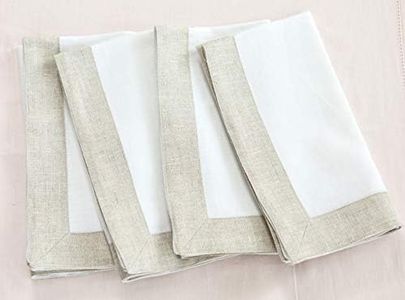 Solino Home Linen Napkins Set of 4 - White/Natural Shimmer Border Decorative Napkins 20 x 20 Inch for Summer - Festive Edge, Handcrafted and Machine Washable