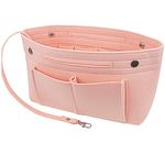 YIICOOLY Felt Tote Handbag Purse Organizer Insert Divider Shaper Bag in Bag Insert with Handles Keychain, Fit LV Speedy Neverfull Longchamp(Light Pink,Large)