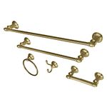 Kingston Brass BAHK2612478BB Provence 5-Piece Bathroom Accessory Set, Brushed Brass