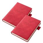 2 Pack A5 Ruled Journal Notebook with 360 Pages 180 Sheets for School, College Subjects and Work, Thick Faux Leather Soft Cover Executive Notebook For Men, Women, Diary, Composition (2 Red)