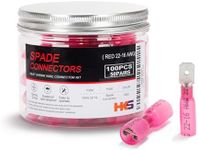 HKS 100PCS/50Pairs Heat Shrink Spade Connector - Red 22-16 AWG Male & Female Electrical Quick Disconnect Wire Connectors Kit Tinned - Automotive Marine Crimp - Waterproof and Insulated（M&F RED 100）