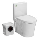 SUPERFLO 600W Macerating Toilet System, Upflush Toilets for Basement with One Piece Toilet Bowl & Soft Close Seat, Macerator Toilet Pump with 3 Inlets for Toilet, Sink & Shower
