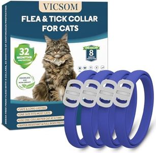 4 Pack Cat Flea Collar - Flea Collar for Cats Adjustable, Waterproof Flea and Tick Prevention for Cats and Kittens - 32 Months Protection - Flea and Tick Treatment - Blue