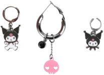 Kuromi Character & Skull Logo 5-Piece Earring Set