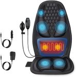 Back Massager with Heat, Massage Seat Cushion with 3D Lumbar Traction, 8 Vibrating Motors Massager Chair Pad for Full Body Pain Relief, and Home Use