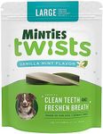 Minties Dental Twists for Dogs, Vet-Recommended Vanilla-Flavored Dental Chews for Medium/Large Dogs over 40 lbs, Dental Treats Clean Teeth, Fight Bad Breath, and Removes Plaque and Tartar, 24 oz