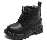 Boys Girls Combat Boots Ankle Boot Lace up Fashion Walking Hiking Matte Black Size 5.5 Toddler