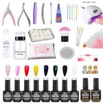 KALATIKA Nail Art Kit for Women, All Nail Art Tools With 15 ML Gel Polish - Basic Nail Art Products For Beginners - Nail Extension Kit With Gel Polish - 8 Random Color & Top Coat - Base Coat, Nail Extension Kit for Women