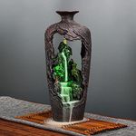 DOBEHOME Mountain Waterfall Incense Burner Backflow Incense Burner Incense Fountain Smoke Waterfall with 20 Backflow Incense Cones，Tweezer，Mat (Vase Shape)