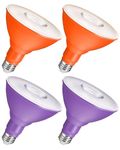 GOEBLESON 4-Set PAR38 LED Floodlights, Purple and Orange LED Bulbs, 18W Dimmable (120W Equiv.), E26 Base, Festival-Ready for Halloween, Christmas and Creative Parties, GZ04R3P405