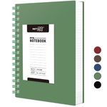 RETTACY A5 Notebook, Notepad, Wirebound Spiral Notebooks 300Pages /150 Sheets for Writing,100gsm College-Ruled Paper, Retro PVC Cover, for Women Men Work Office School,14.5 x 21cm - Dark green