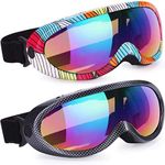 Ski Goggles, Pack of 2, Snowboard Goggles for Kids, Boys & Girls, Youth, Men