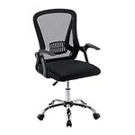 Panana Office Chair Mesh Back Ergonomic Desk Chair with Flip-up Armrest Executive Swivel Computer Chair (Black)