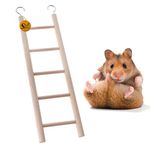 Sage Square Playful Natural Wooden Climbing Ladder Toy for Exercise & Fun || with Hooks || for Hamsters, Sugar Glider, Dwarf, Rat, Mice, Gerbil || 5 Stairs / 26cm