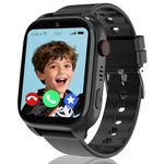 GPS Smart Watch for Kids, 4G Kids Smart Watch Phone with SOS Call/WiFi Location/Vedio Voice Chat, Class Mode, Auto Answer, Alarms, Passcode Lock, IP68 Kid Tracker Gift for Boy Girl Teens (Black)