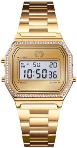 MARLION JEWELS Reloj analógico de Mujer clásico de Estilo Vintage, bordeado con circonitas Brillantes, Resistente al Agua 3ATM, Acabado Sofisticado y Elegante. Maquinaria de Cuarzo (Dorado)