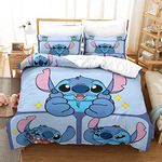 Lilo & Stitch Bedding Set 2Pcs Cartoon Theme Duvet Cover Set Festival Gift Quilt Cover 3D Printing Comforter Cover For Kids Single（135X200cm）