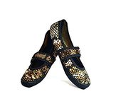 Nufoot Betsy Lou Fuzzies Women's Shoes, Best Foldable & Flexible Flats, Slipper Socks, Travel Slippers & Exercise Shoes, Dance Shoes, Yoga Socks, House Shoes, Indoor Slippers, Gold Snake, Medium