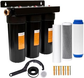 RV Water Filter System,Leak-Free Brass Fittings, Three Filters Included Reduces Sediment,rv Water Filter,Chlorine,Bad Taste and Odors,Suitable for RVs,Boats,Farming & Gardening