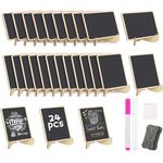 DOQNL 24 Pcs Mini Chalkboard Mini Blackboard Food Label Place Cards Small Blackboard with Marker Pens Eraser und Cleaning Cloth for School Party Table Numbers Food Signs (24)