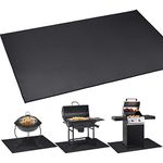 Cvtayn Under Grill Mat 48 x 30 Inch, Black, Rectangular, Fiberglass, Fireproof, Waterproof, Oil-Proof, BBQ, Smokers, Gas Grills, Indoor Fireplace Mat