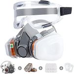 Reusable Half Face Gas Mask with Safety Glasses, Filters - For Painting, Welding, Woodworking