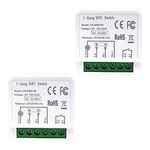 Mini Smart Light Switch DIY Breaker Module, WiFi Smart Relay Switch Controlled by Smart Life/Tuya App, Compatible with Alexa Echo and Google Home, Support 1 Way or 2 Way （2 Pack）