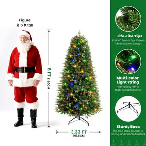 SHareconn 7ft Christmas Tree – RGB Pre-Lit Artificial Holiday Decor